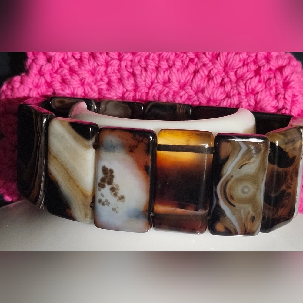 Elegant Brown Agate Bracelet Unisex Item# 175 - Picture 3 of 4